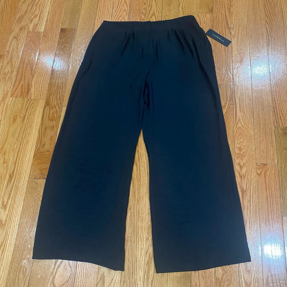 NWT Donna Karan Pleated Wide Leg High Waisted Black Pants Women's Size 14/L